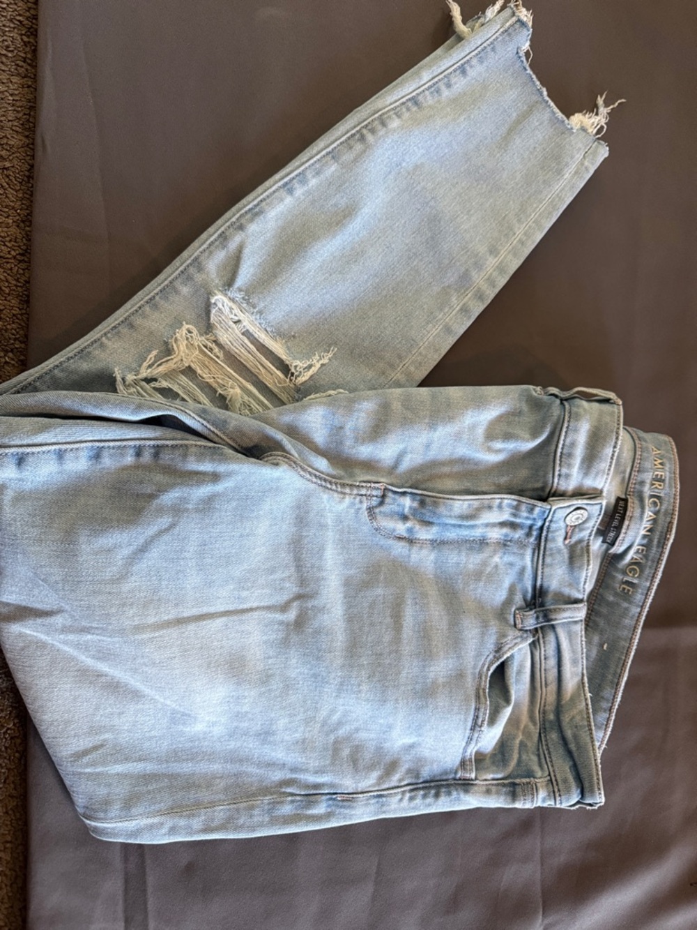 American Eagle Outfitters Light Wash Distressed Skinny Jeans